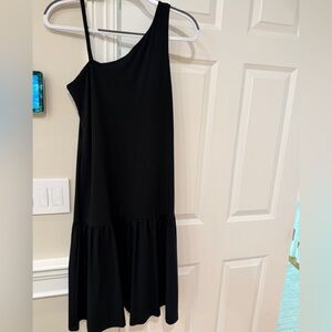 Banana Republic Black One-Shoulder Drop-Waist Dress